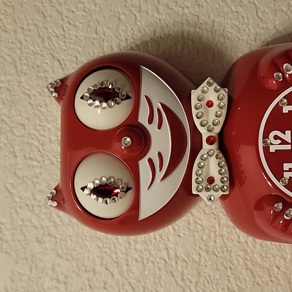 Jeweled Scarlet Red Kit-Cat Klock clock SUPER RARE - Picture 4 of 6